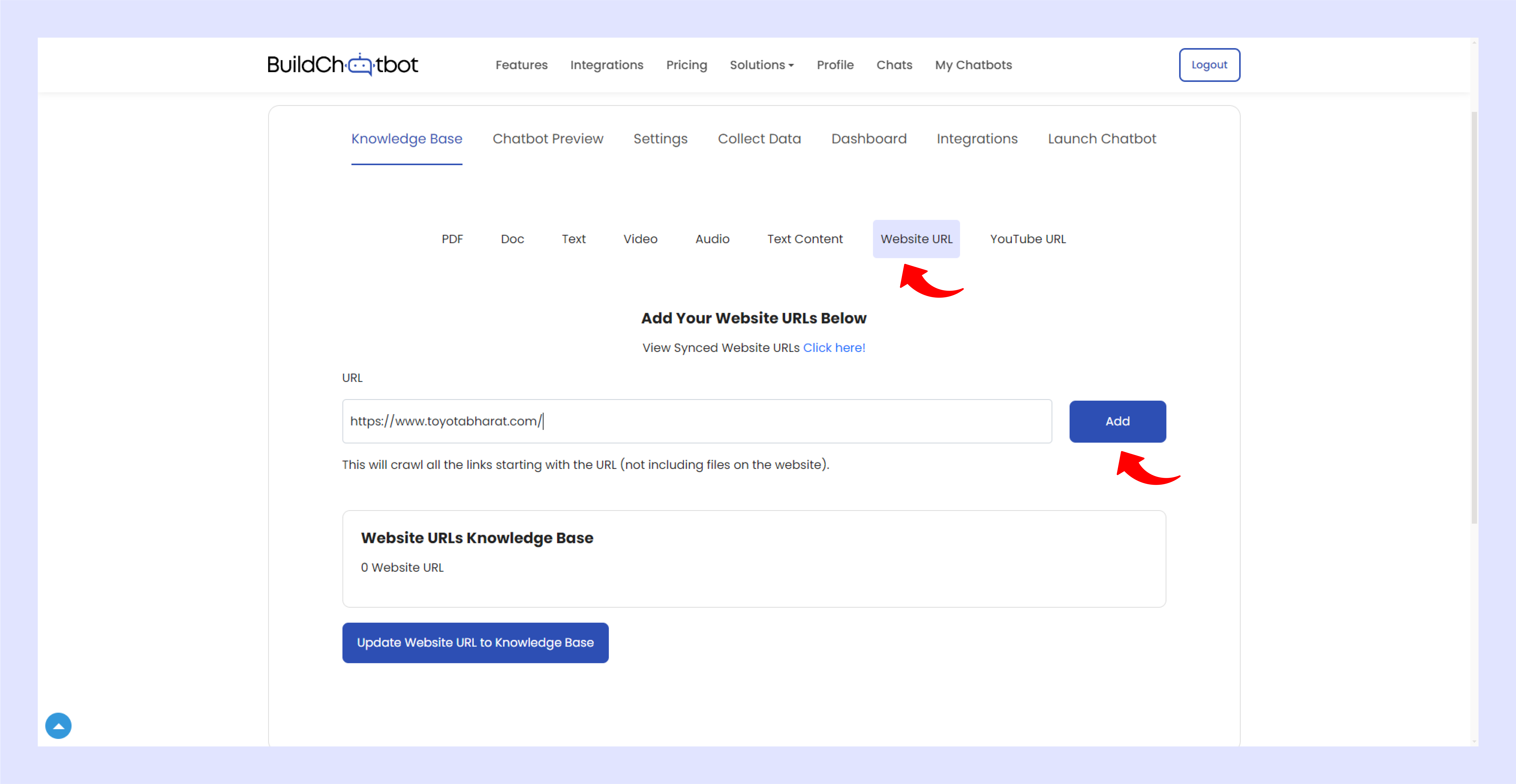 Train Chatbot With Knowledge Base - Buildchatbot